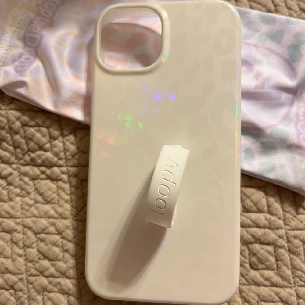 Loopy case for iPhone 13 - White opal leopard -lefty